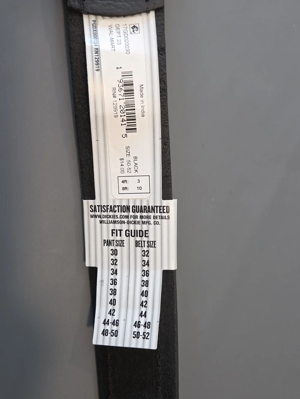 Dickies Black Leather Belt  with Black Hardware